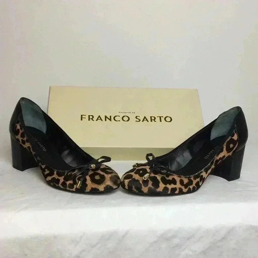 Franco Sarto Block pump heel Leopard Print
